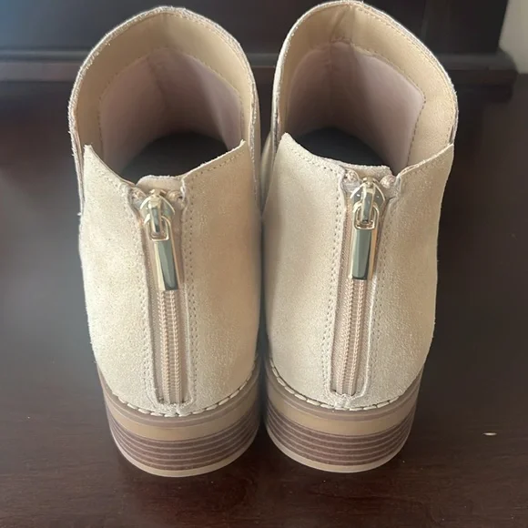 Lands End Cream Suede Ankle Boots - Picture 3 of 5